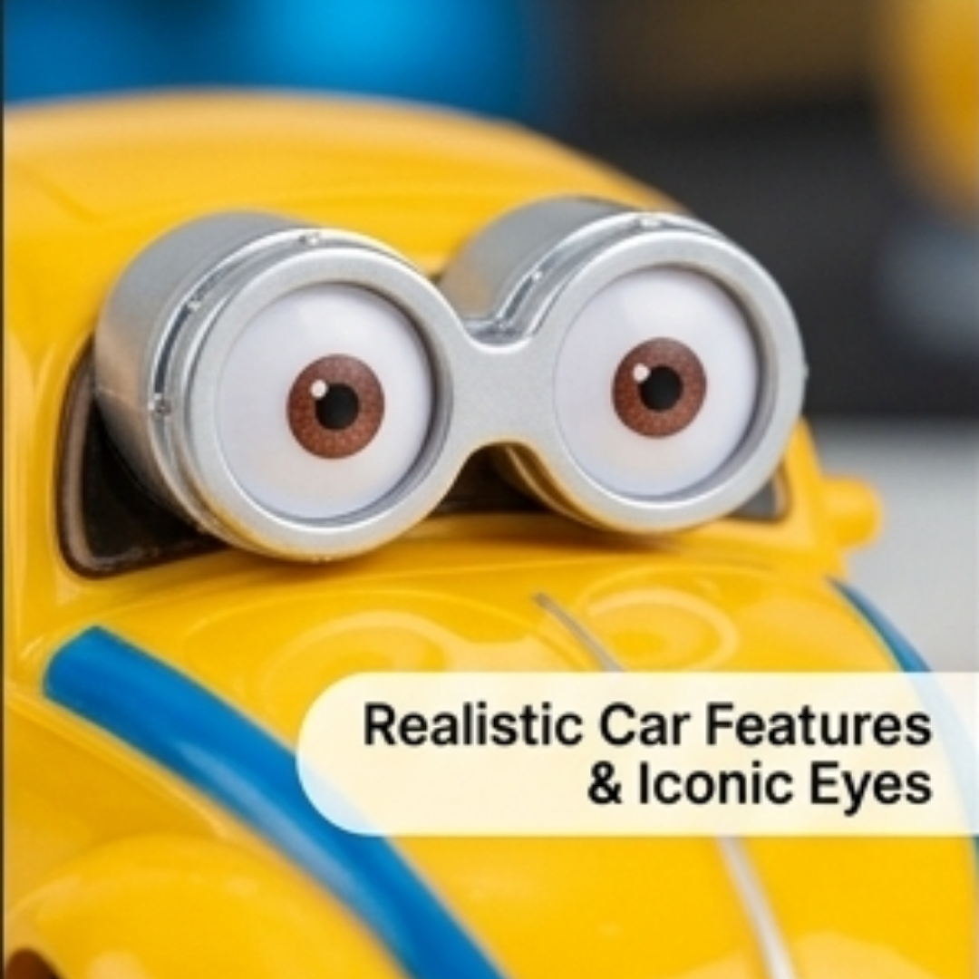 Big Eyes Cartoon Car Transforming Robot – VW Beetle Toy with Lights & Music
