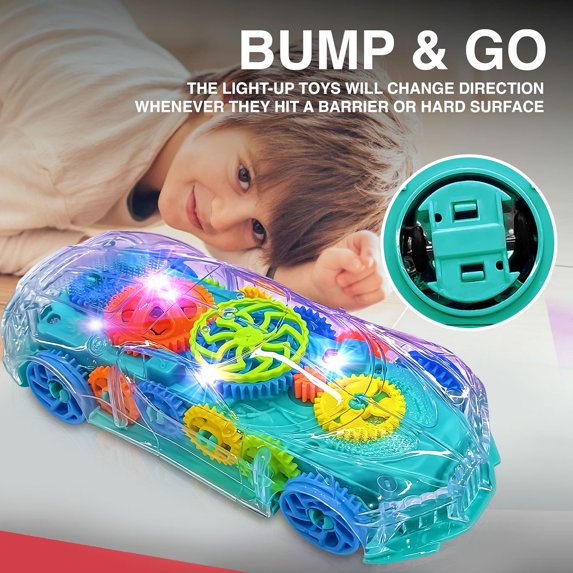 Gear Racing Transparent Car with Lights & Sound – Mechanical Gear  (Ages 3+)