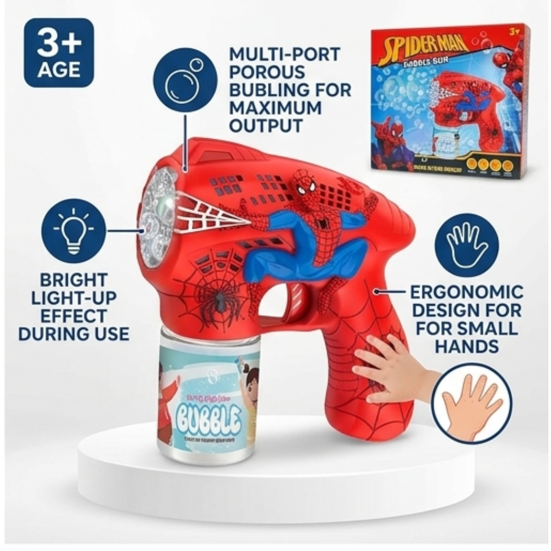 Spider Man Electric Bubble Gun Toy with Lights