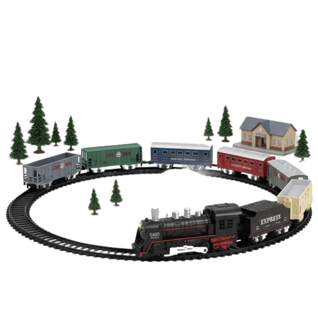 Rail King Classic Train Set for Kids – Light & Sound Toy Train