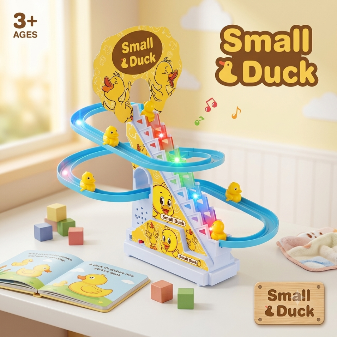 Duck Climbing Stairs – Automatic Sliding Track with Music & Lights (Ages 3+)