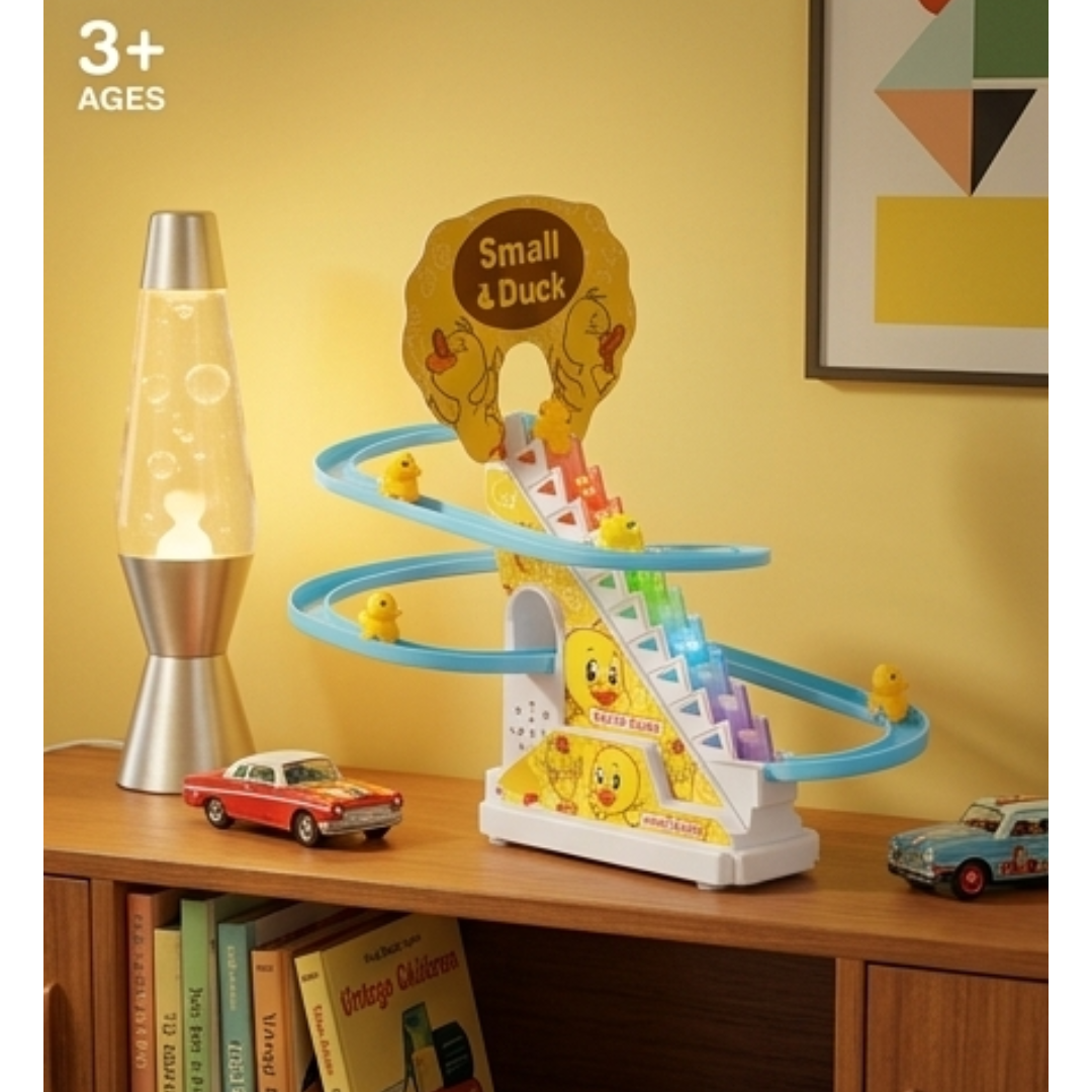 Duck Climbing Stairs – Automatic Sliding Track with Music & Lights (Ages 3+)