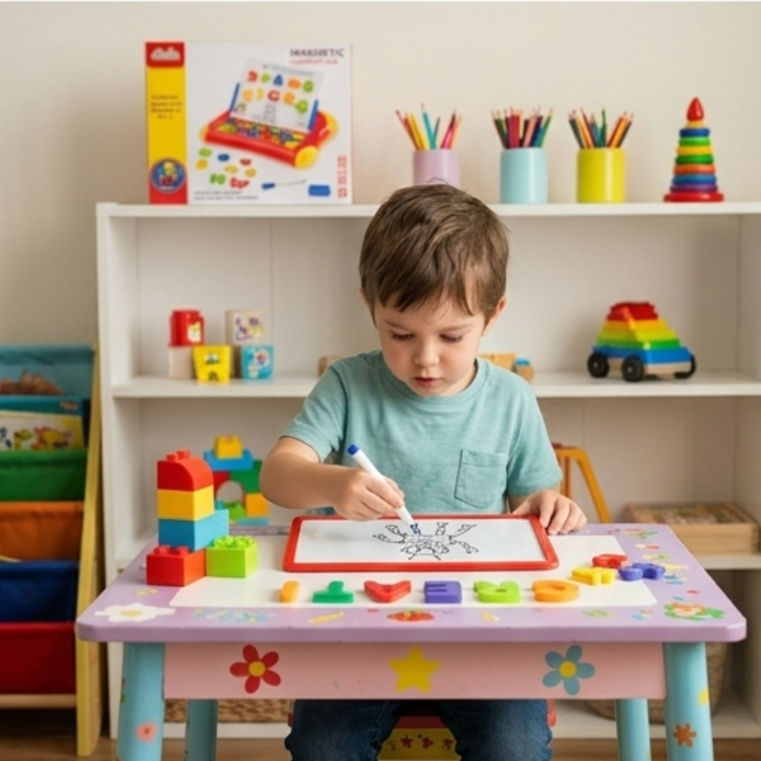Magnetic Learning Case for Kids – Drawing Board with Alphabet & Number Magnets