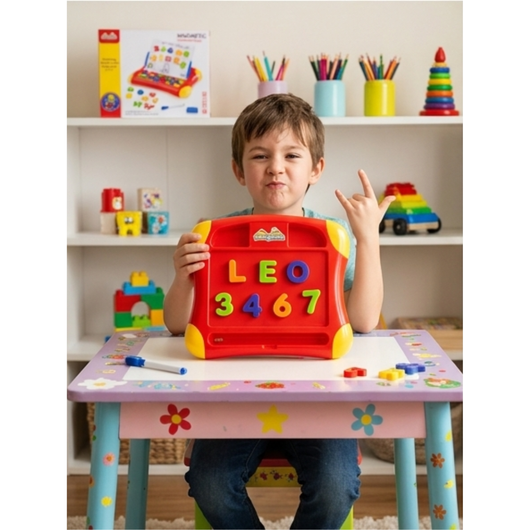 Magnetic Learning Case for Kids – Drawing Board with Alphabet & Number Magnets