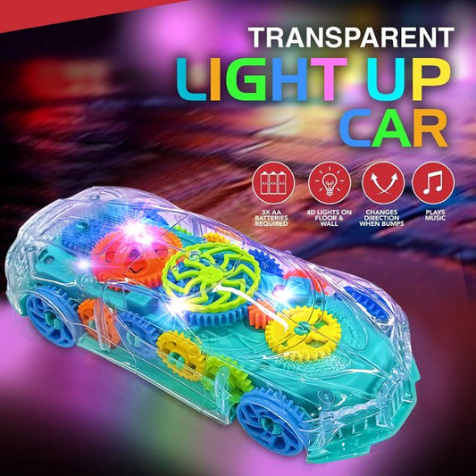 Gear Racing Transparent Car with Lights & Sound – Mechanical Gear  (Ages 3+)