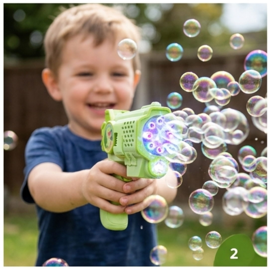 Dinosaur Electric Bubble Gun Toy with Lights – Automatic Soap Blower for Outdoor Play