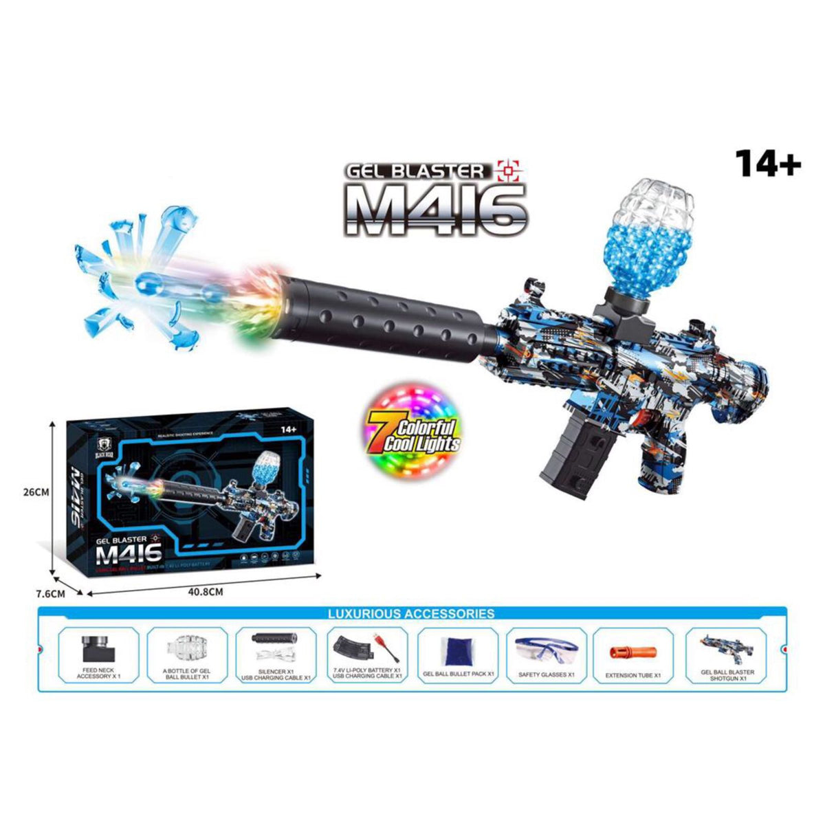 M416 Gel Blaster Toy Gun with 1000 Gel Balls – Outdoor Shooting Game Set (Ages 8+)